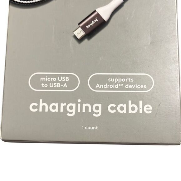 Heyday 4ft Charge Cable Micro USB to USB-A Braided Cable White/Gunmetal Android - Picture 4 of 4